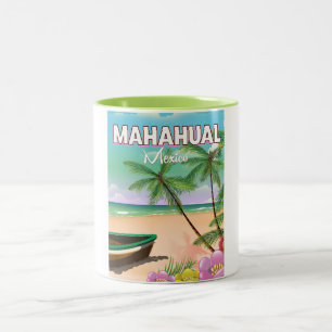 Mahahual Mexican beach poster Two-Tone Coffee Mug