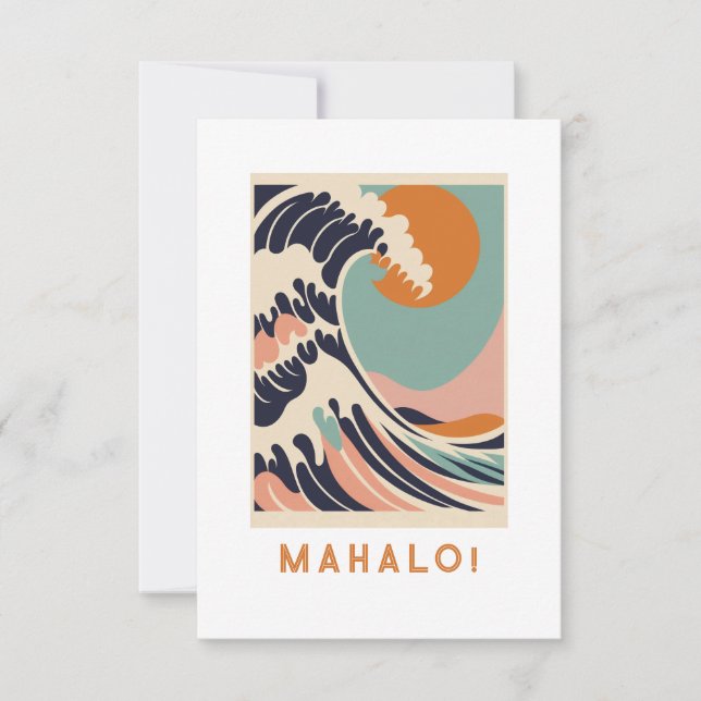 Mahalo carte de remerciements, Grande vague (Devant)
