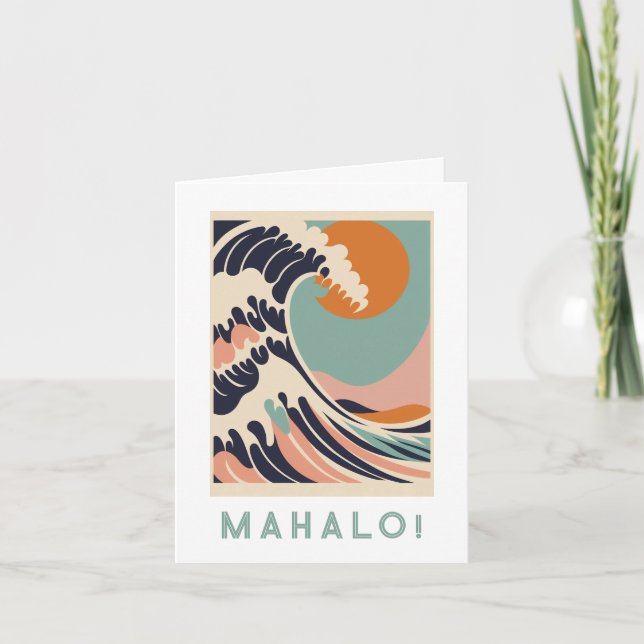 Mahalo carte de remerciements, Grande Vague concep (Devant)