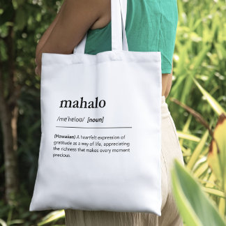 Mahalo Definition Hawaiian Word Gratitude Simple Tote Bag