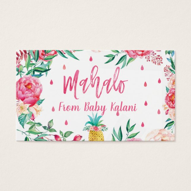 Mahalo Hawaiian Baby shower Merci Cartes (Devant)