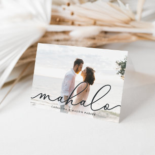 Mahalo   Hawaiian Wedding Photo Thank You Card