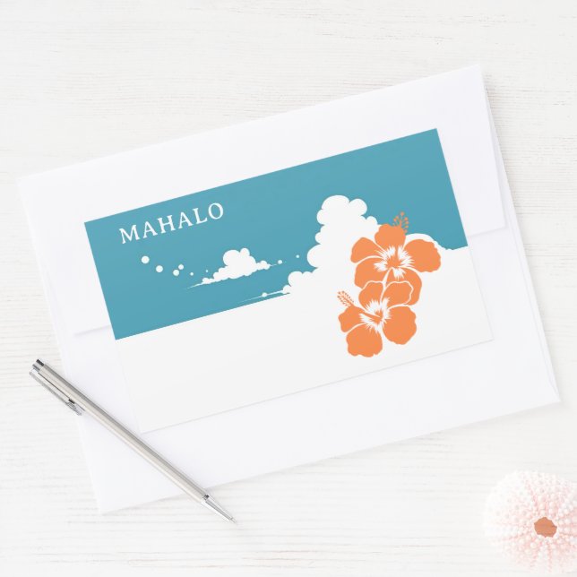 MAHALO Hibiscus Blue Sky Rectangle Sticker (Envelope)