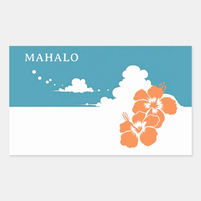 MAHALO Hibiscus Blue Sky Rectangle Sticker (Front)