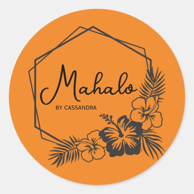 Mahalo merci sticker hawaïen personnalisable (Devant)
