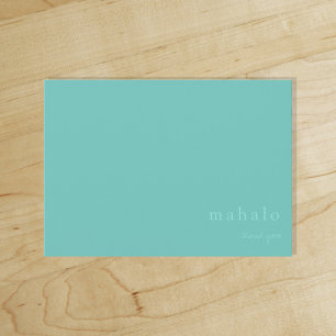 mahalo   minimal tropical teal thank you  card