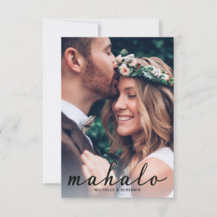 Mahalo Moderne Élégant Merci de mariage Carte phot