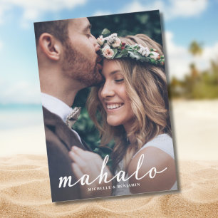 Mahalo Moderne Élégant Merci de mariage Carte phot