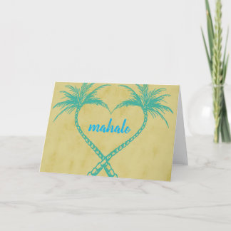 “Mahalo” Palm Trees Heart Thank You Card
