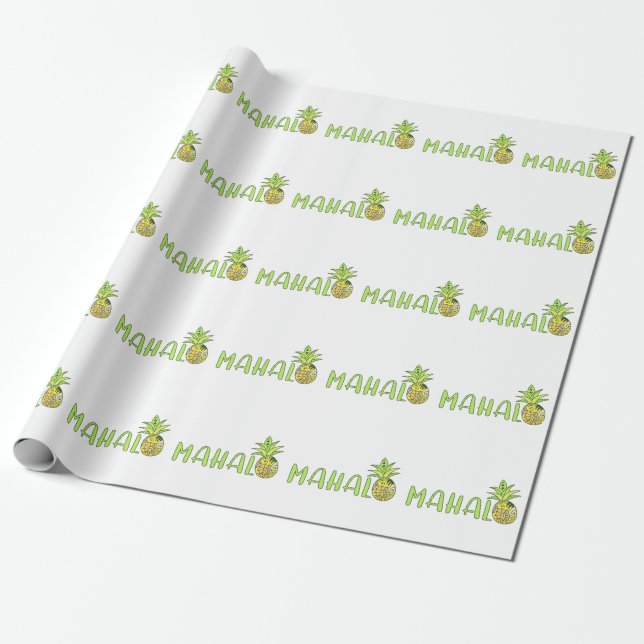 Mahalo Pineapple Wrapping Paper (Unrolled)