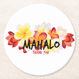 Mahalo Plumeria Round Paper Coaster