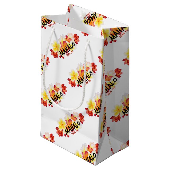 Mahalo Plumeria Small Gift Bag (Front Angled)