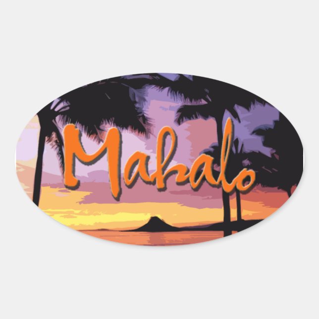 Mahalo Sunset Sticker (Front)