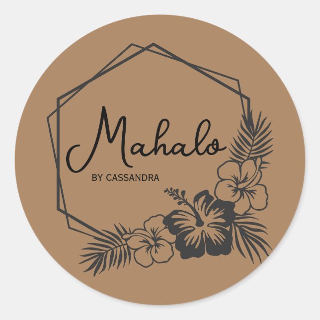 Mahalo thank you customizable Hawaiian  sticker (Front)