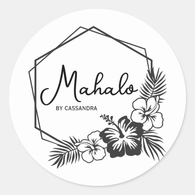 Mahalo thank you customizable Hawaiian  sticker (Front)