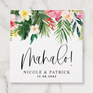 Mahalo Tropical Flowers and Greenery Wedding Favour Tags