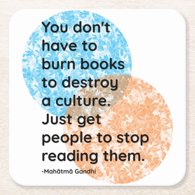 Mahatma Gandhi Books Quotes Square Paper Coaster (Front)