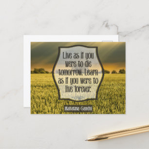 Mahatma Gandhi Inspirational Quote "Live" Postcard