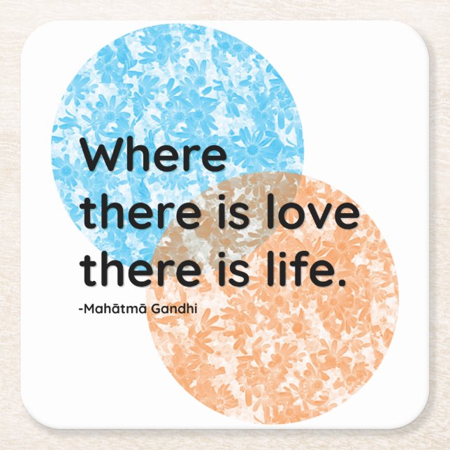 Mahatma Gandhi Love Live Quotes Square Paper Coaster (Front)
