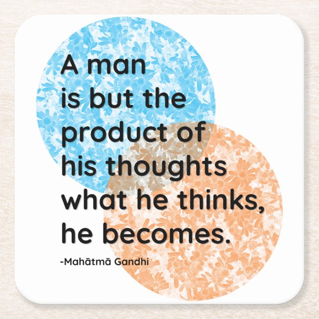 Mahatma Gandhi Man Quotes Square Paper Coaster (Front)