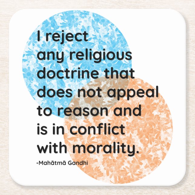 Mahatma Gandhi Morality and Religiuos Quotes Square Paper Coaster (Front)
