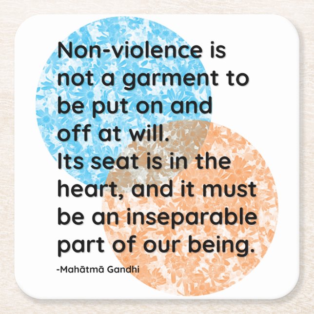 Mahatma Gandhi Non-violence Quotes Square Paper Coaster (Front)