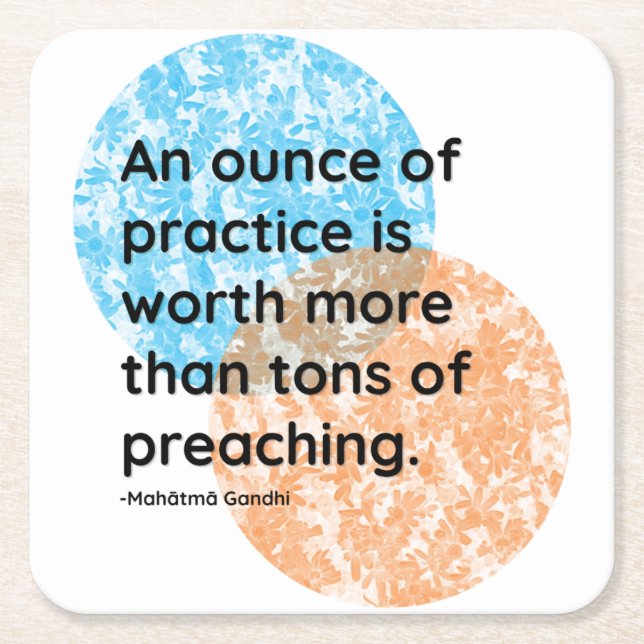 Mahatma Gandhi Practice Quotes Square Paper Coaster (Front)