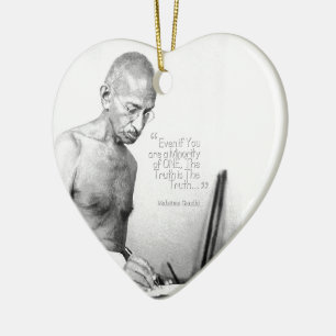 Mahatma Gandhi Quote, Minority of One, Truth Ceramic Ornament