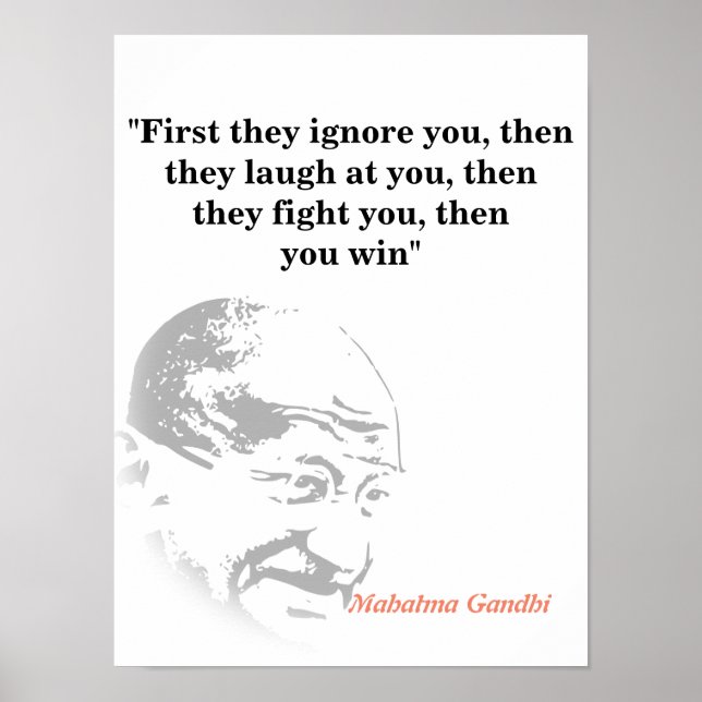 Mahatma Gandhi Quote On Winning Poster (Front)