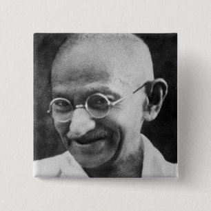 Mahatma Ghandi Portrait Photograph 2 Inch Square Button