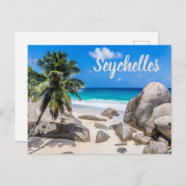 Mahe Seychelles Carana Beach gift Holiday Postcard (Front/Back)
