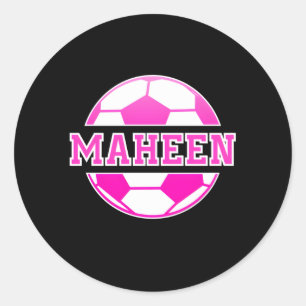 Maheen Name Soccer Play Football Sports Fan Balls Classic Round Sticker