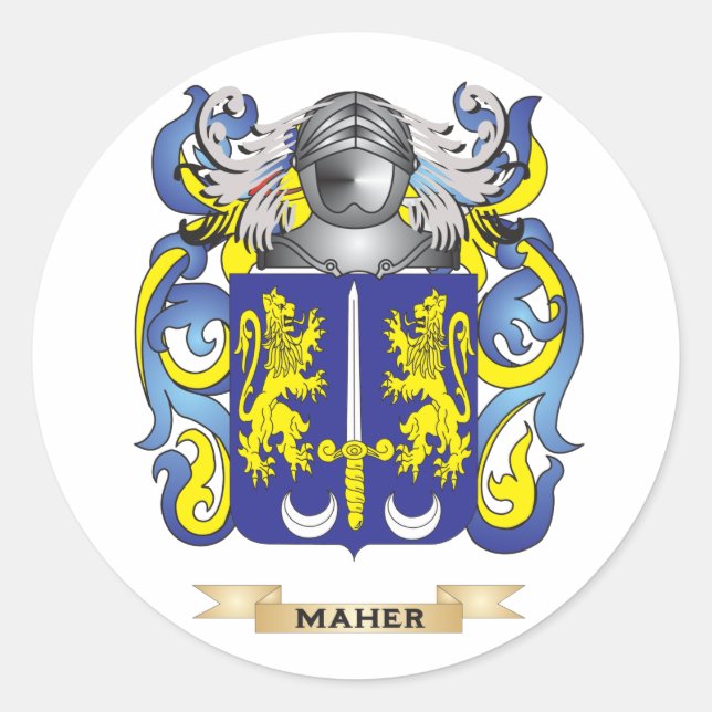 Maher Coat of Arms (Family Crest) Classic Round Sticker (Front)