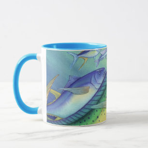 Mahi Mahi (Dolphin Fish) chasing Flying Fish Mug