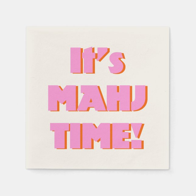 Mahj Mahjong Mah Jongg Pink Quote Cute Fun Napkin (Front)