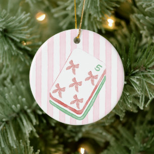 Mahj-y Christmas Five Bow Mahjong Tile Ceramic Ornament