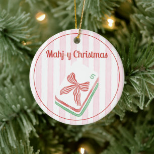 Mahj-y Christmas Mahjong  Ceramic Ornament