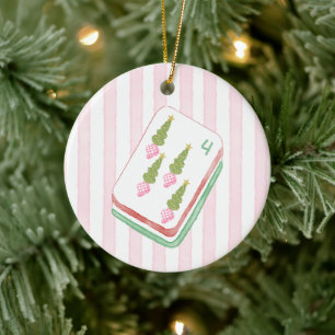 Mahj-y Christmas Mahjong Player Ceramic Ornament
