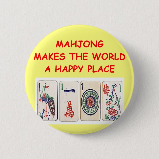 mahjong 2 inch round button (Front)
