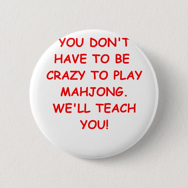 mahjong 2 inch round button (Front)