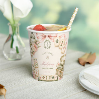 Mahjong baby shower paper cups