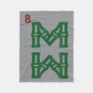 Mahjong Bamboo Sozu Eight Bams Tile Chinese Mah Fleece Blanket