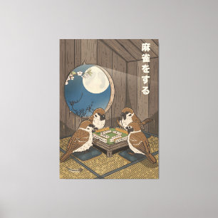 Mahjong birds playing Game  Canvas Print