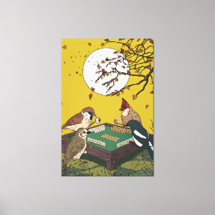 Mahjong birds playing Game  Canvas Print