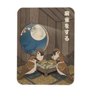Mahjong birds playing Game  Magnet