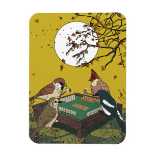 Mahjong birds playing Game  Magnet