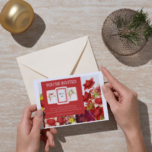 Mahjong Bold Riche Flore rouge Invitation