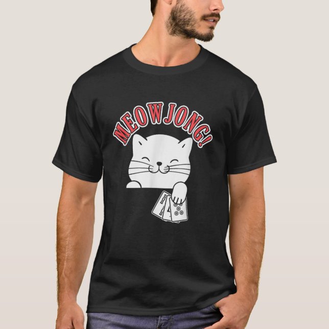 Mahjong Cat Player China Board Game MahJongg Solit T-Shirt (Front)