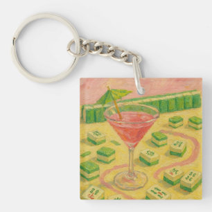 Mahjong Chic Painting Cocktail Keychain