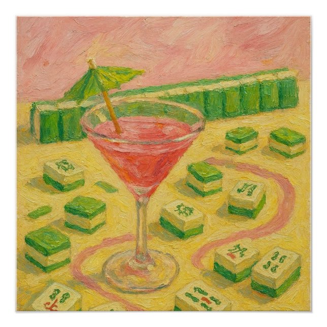Mahjong Chic Painting Cocktail  Poster (Front)